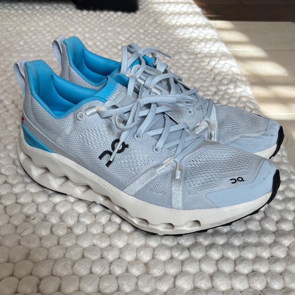 Worn Once- On Running Athletic Shoes in Light Blue and White